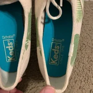 Keds Shoes Anthropologie Keds Cream Green Palm Leaf Platform